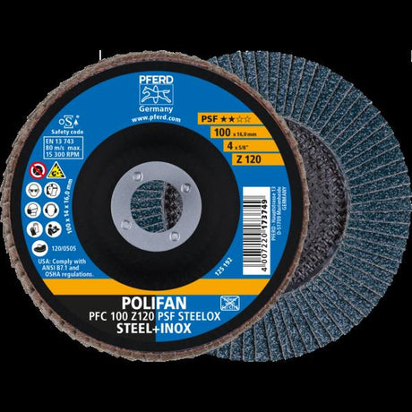 PFERD Dischi lamellari POLIFAN PFC 100 Z 120 PSF STEELOX/16,0