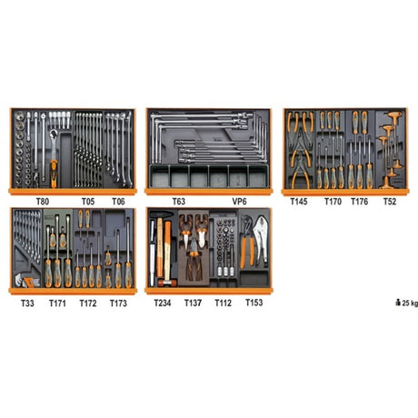 Beta Assortimento di 153 utensili per autoriparazione in termoformato rigido in ABS