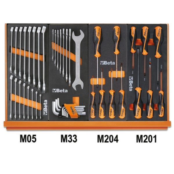 Beta Assortimento di 90 utensili per impiego universale in vassoio morbido in EVA