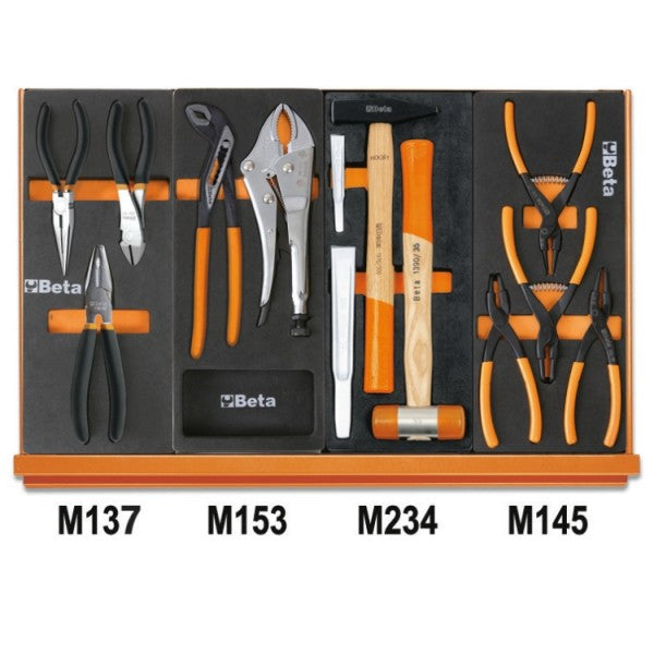 Beta Assortimento di 90 utensili per impiego universale in vassoio morbido in EVA