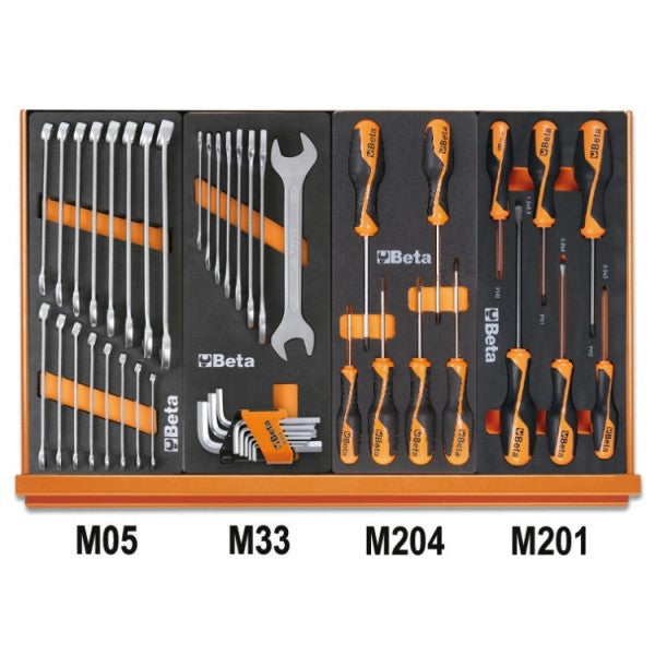 Beta Assortimento di 144 utensili per impiego universale in vassoio morbido in EVA