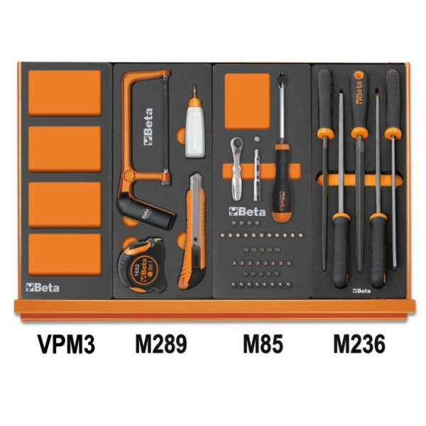 Beta Assortimento di 144 utensili per impiego universale in vassoio morbido in EVA