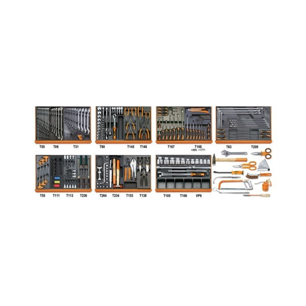 Beta Assortimento di 214 utensili per autoriparazione in termoformato rigido in ABS