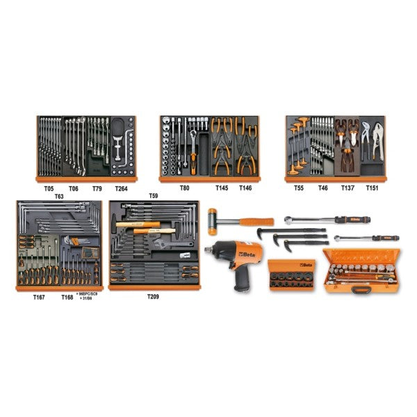 Beta Assortimento di 202 utensili per manutenzioni industriali in termoformato rigido in ABS