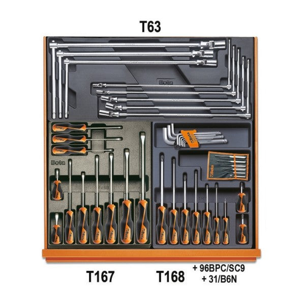 Beta Assortimento di 202 utensili per manutenzioni industriali in termoformato rigido in ABS