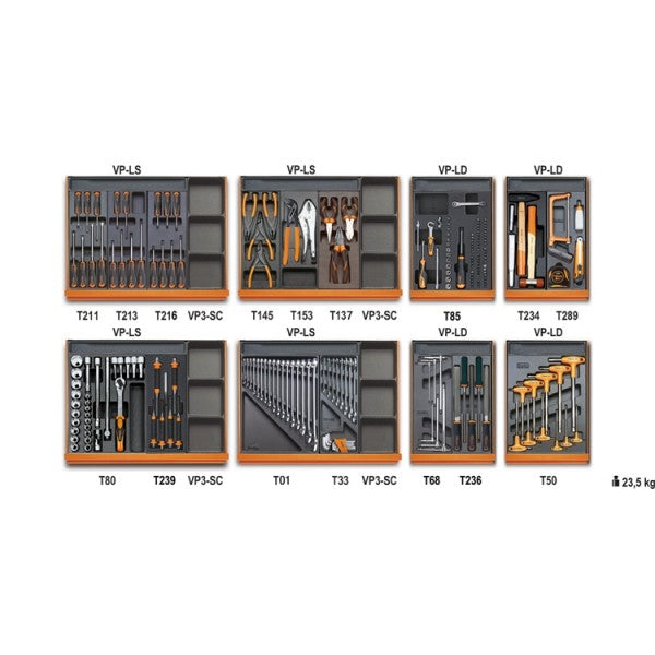 Beta Assortimento di 161 utensili per impiego universale in termoformato rigido in ABS
