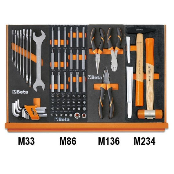 Beta Assortimento di 215 utensili per impiego universale in vassoio morbido in EVA