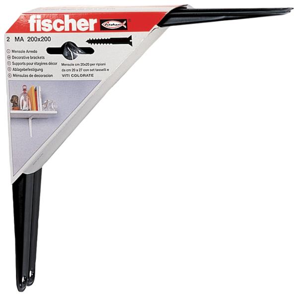 FISCHER Reggi mensola arredo MA 200X200 K Nero (1 Pz.)