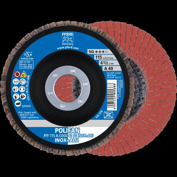 PFERD Dischi lamellari POLIFAN PFF 115 A-COOL 40 SG INOX+ALU