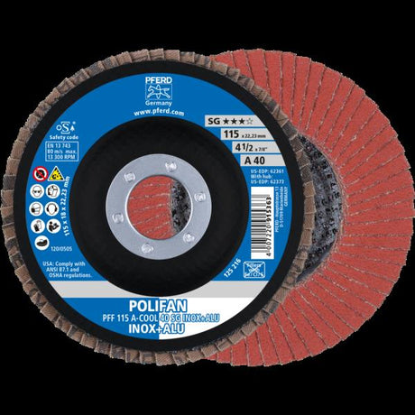 PFERD Dischi lamellari POLIFAN PFF 115 A-COOL 40 SG INOX+ALU