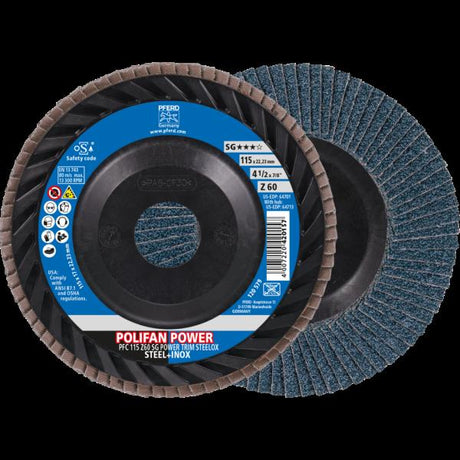 PFERD Dischi lamellari POLIFAN PFC 115 Z 60 SG POWER TRIM STEELOX