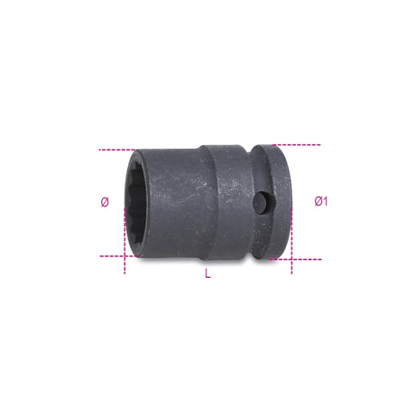 Beta Chiavi a bussola con attacco quadro femmina 1/2" bocca poligonale serie normale, fosfatate