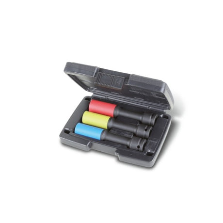 Beta Serie di 3 chiavi a bussola Macchina lunghe colorate con inserti polimerici per dadi ruote in valigetta di plastica