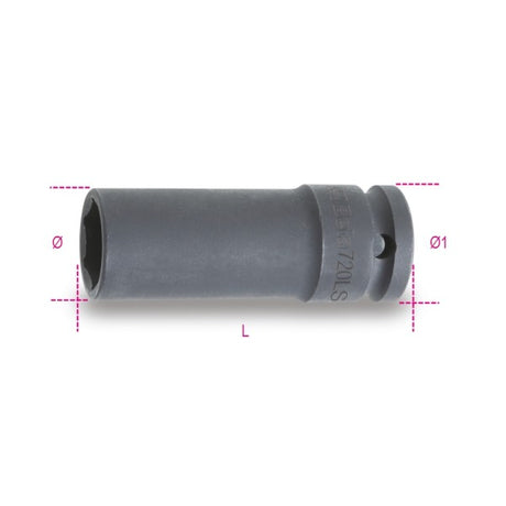 Beta Chiavi a bussola con attacco quadro femmina 1/2" bocca esagonale serie lunga sottile fosfatate