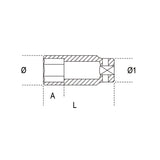 Beta Chiavi a bussola con attacco quadro Femmina 3/4" Bocca esagonale Serie lunga, fosfatate