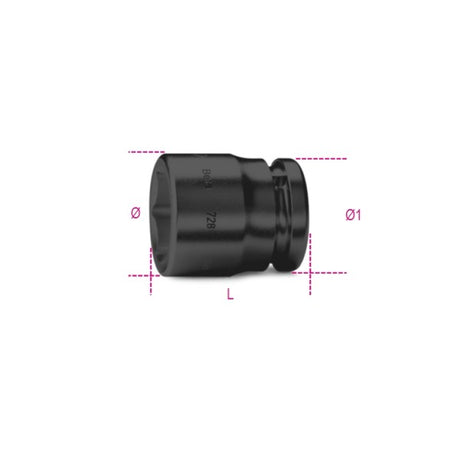 Beta Chiavi a bussola con attacco quadro femmina 3/4" bocca esagonale serie normale, fosfatate