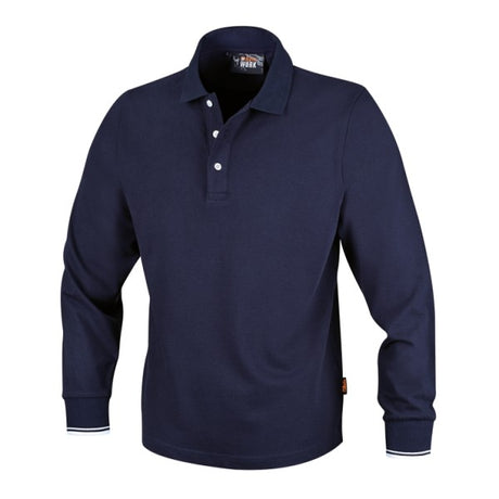 Beta Polo a maniche lunghe, 3 bottoni in 100% cotone 200 g, blu