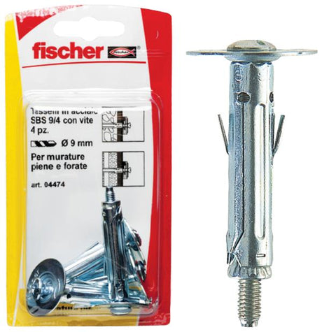 FISCHER Tasselli acciaio SBS 9/8 K con gancio corto (1 Pz.)