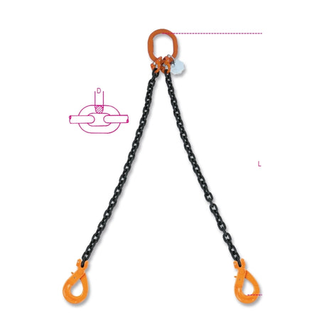 Beta Pendente per sollevamento catena a 2 bracci, ganci Self-Locking grado 8