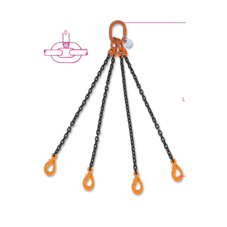 Beta Pendente per sollevamento catena a 4 bracci, ganci Self-Locking grado 8