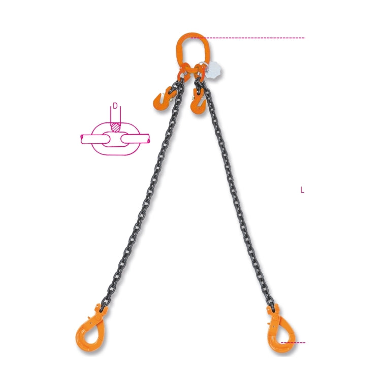 Beta Pendente per sollevamento con ganci Self-Locking e accorciatori catena a 2 bracci, grado 8