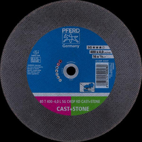 PFERD CHOPSAW dischi taglio stazionario 80 T 400-4,0 LSG CHOP HD CAST+STONE/25,4