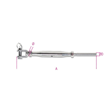 Beta Tenditore a tubo inox AISI 316 con terminale a pressare