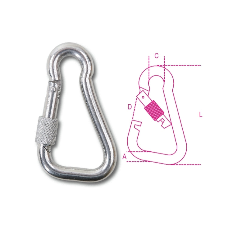 Beta Moschettoni asimmetrici con ghiera inox AISI 316