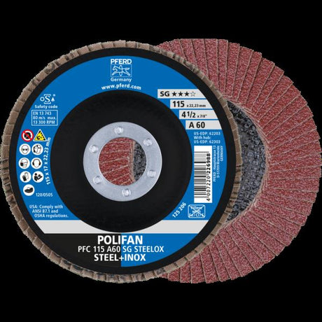 PFERD Dischi lamellari POLIFAN PFC 115 A 60 PSF STEELOX