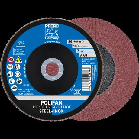 PFERD Dischi lamellari POLIFAN PFF 180 A 60 SG STEELOX
