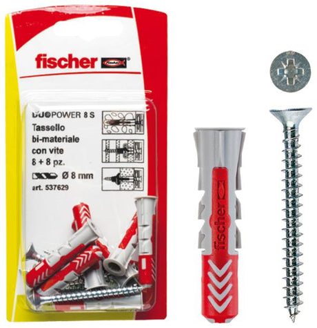 FISCHER Tasselli DUOPOWER 10 S K in blister con vite (1 Pz.)