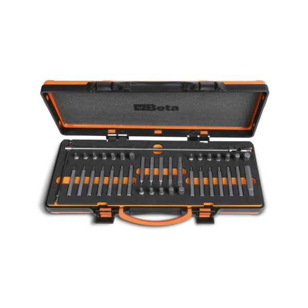Beta Assortimento di 38 inserti con attacco esagonale 10 mm e 1 portainserti a T snodato in termoformato morbido e cassetta di lamiera