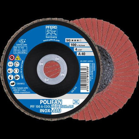 PFERD Dischi lamellari POLIFAN PFF 100 A-COOL 40 SG INOX+ALU/16,0