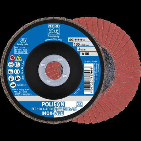 PFERD Dischi lamellari POLIFAN PFF 100 A-COOL 80 SG INOX+ALU/16,0