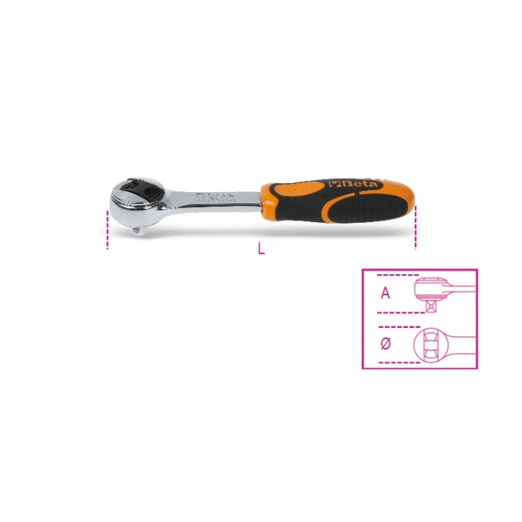 Beta Cricchetto reversibile con attacco quadro maschio 1/4" cromato