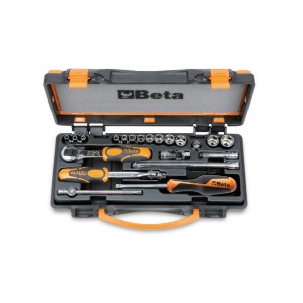 Beta Assortimento di 13 chiavi a bussola esagonali e 8 accessori in cassetta di lamiera