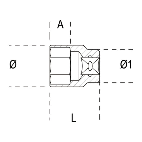 Beta Chiavi a bussola con attacco quadro femmina 3/8" bocca esagonale, cromate