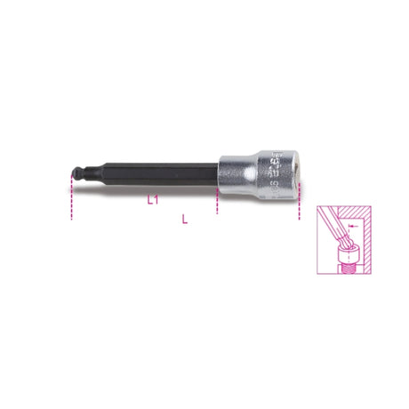 Beta Chiavi a bussola maschio esagonale con estremità sferica con quadro femmina da 3/8" cromate - inserti bruniti