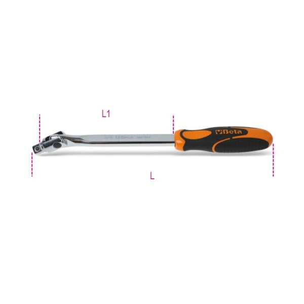Beta Quadro maschio 3/8" snodato con impugnatura cromato