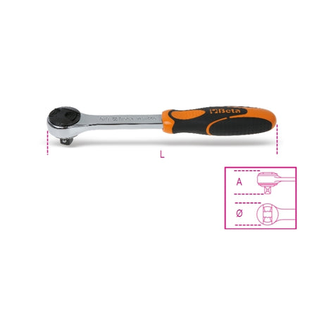 Beta Cricchetto reversibile con attacco quadro maschio 3/8" cromato