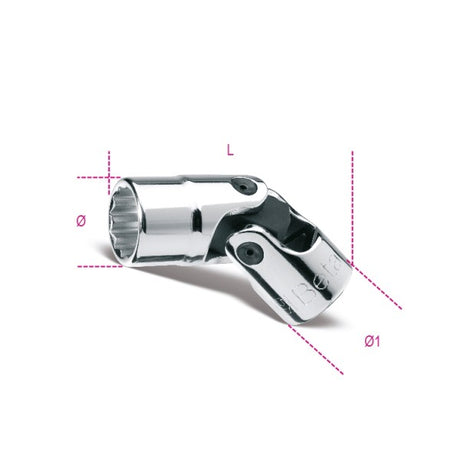 Beta Chiavi a bussola snodate con attacco quadro femmina 3/8" bocca poligonale, cromate