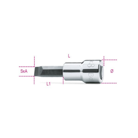 Beta Chiavi a bussola a giravite per viti con intaglio con attacco quadro 3/8" cromate - inserti bruniti