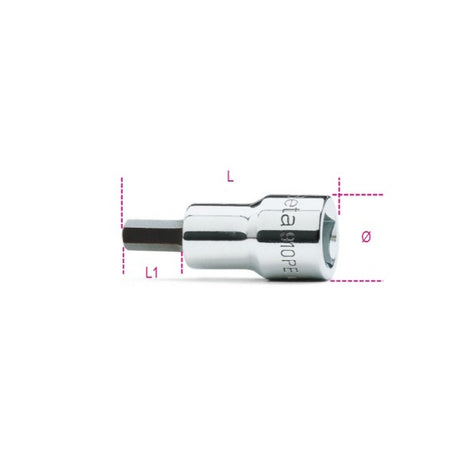 Beta Chiavi a bussola maschio esagonale con attacco quadro femmina 3/8" cromate - inserti bruniti
