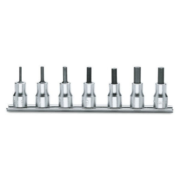 Beta Serie di chiavi a bussola maschio esagonale con attacco quadro femmina 3/8" cromate - inserti bruniti