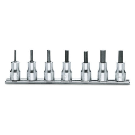 Beta Serie di chiavi a bussola maschio esagonale con attacco quadro femmina 3/8" cromate - inserti bruniti