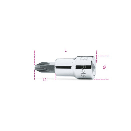 Beta Chiavi a bussola a giravite per viti con impronta a croce Philips® con attacco quadro 3/8" cromate - inserti bruniti