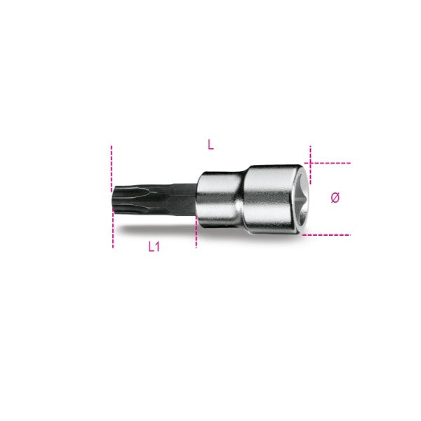 Beta Chiavi a bussola a giravite per viti con impronta pentalobata con attacco quadro femmina 3/8" cromate - inserti bruniti