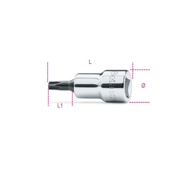 Beta Chiavi a bussola a giravite maschio per viti con impronta Torx® con attacco quadro femmina 3/8" cromate - inserti bruniti
