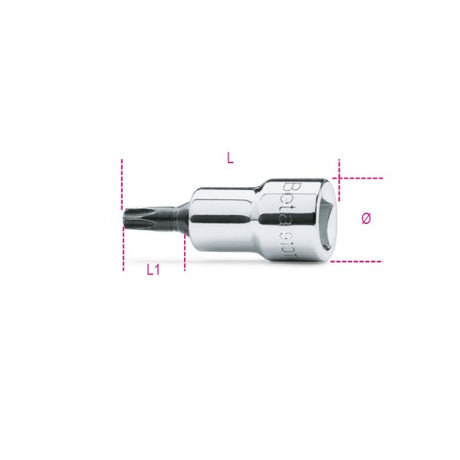 Beta Chiavi a bussola a giravite maschio per viti con impronta Torx® con attacco quadro femmina 3/8" cromate - inserti bruniti