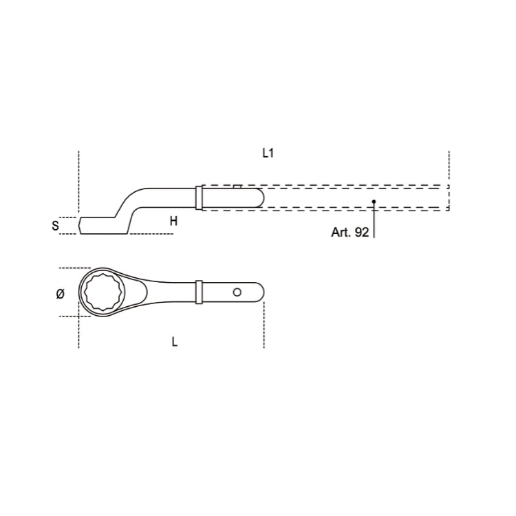 Beta Chiavi poligonali curve con attacco per leva di manovra cromate H-SAFE